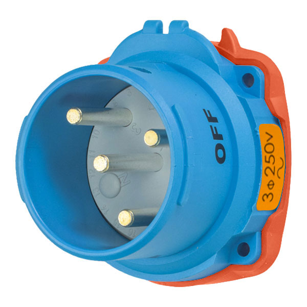 63-68073 - DSN60 INLET POLY BLUE SIZE 3 TYPE 4X IP 69 3P+G 60A 250 VAC 60 Hz NO AUX